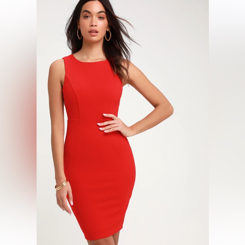 Lulu's Vibrant Red Lace Mini Dress XS